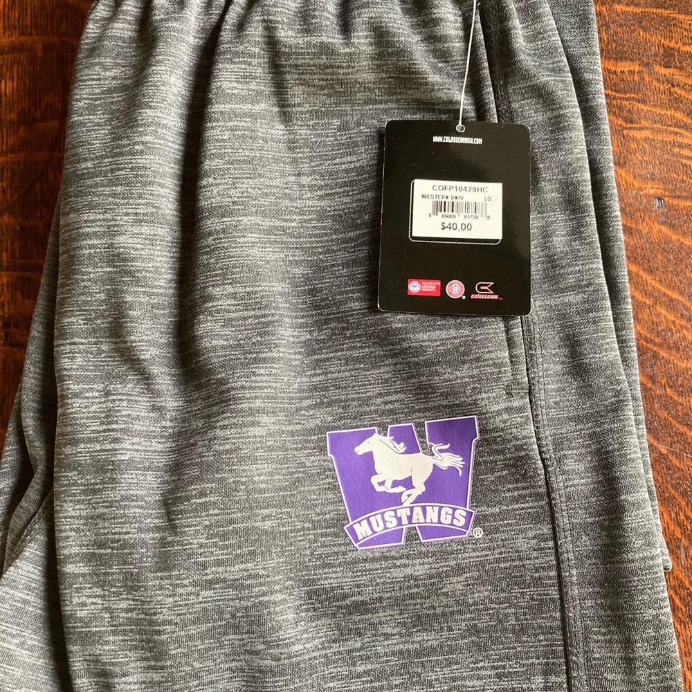 NWT Colosseum brand sweatpants for Western University Mustangs. Size L.